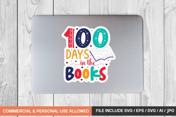 100 Days in Books Graphics for Crafts & Sales
