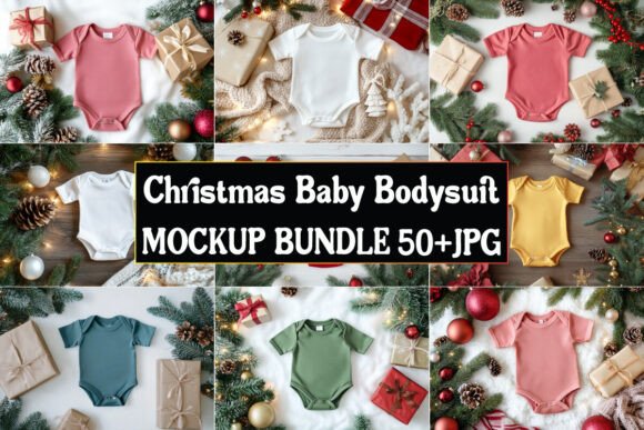 Christmas Baby Bodysuit Mockup Bundle 03: Graphics for Product Mockups