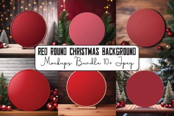 Christmas Red Round Mockups Bundle: Graphics for Christmas Amp
