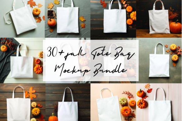 Fall Tote Bag Mockup Bundle: Graphics for Tote Bags