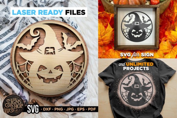 Pumpkin Witch Circle SVG: Graphics for Crafts