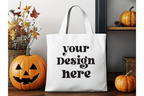 Reviewing the Halloween White Tote Bag Mockup 9