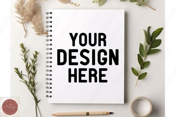 Stationery Flat Lay Notepad Mockup 3 for Notebooks Amp Graphics